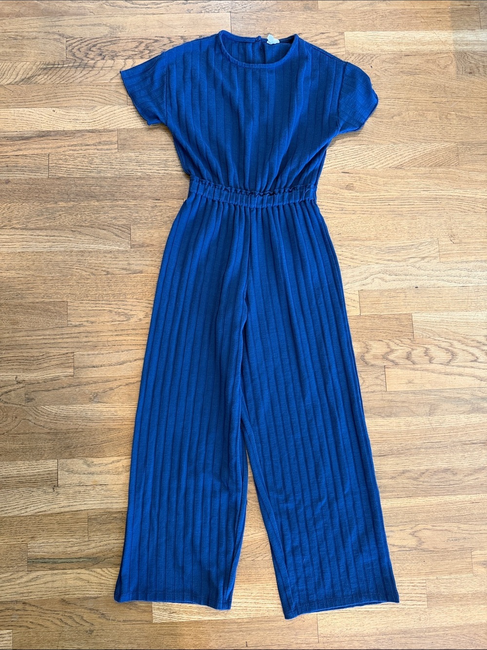 Zara Ribbed Short Sleeve Jumpsuit in Navy Blue girls size 11/12